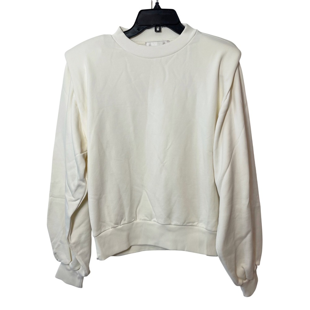 NWT Les Coyotes de‎ Paris Alison Padded Shoulder Sweatshirt Off-White Size 40